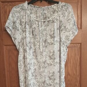 Croft & Barrow Paisley Print Women's Blouse - Gray and White